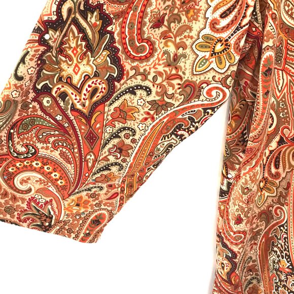 Oversize 2X top/tunic INC brown paisley 3/4 sleeve stretch women's holiday event - Picture 5 of 7